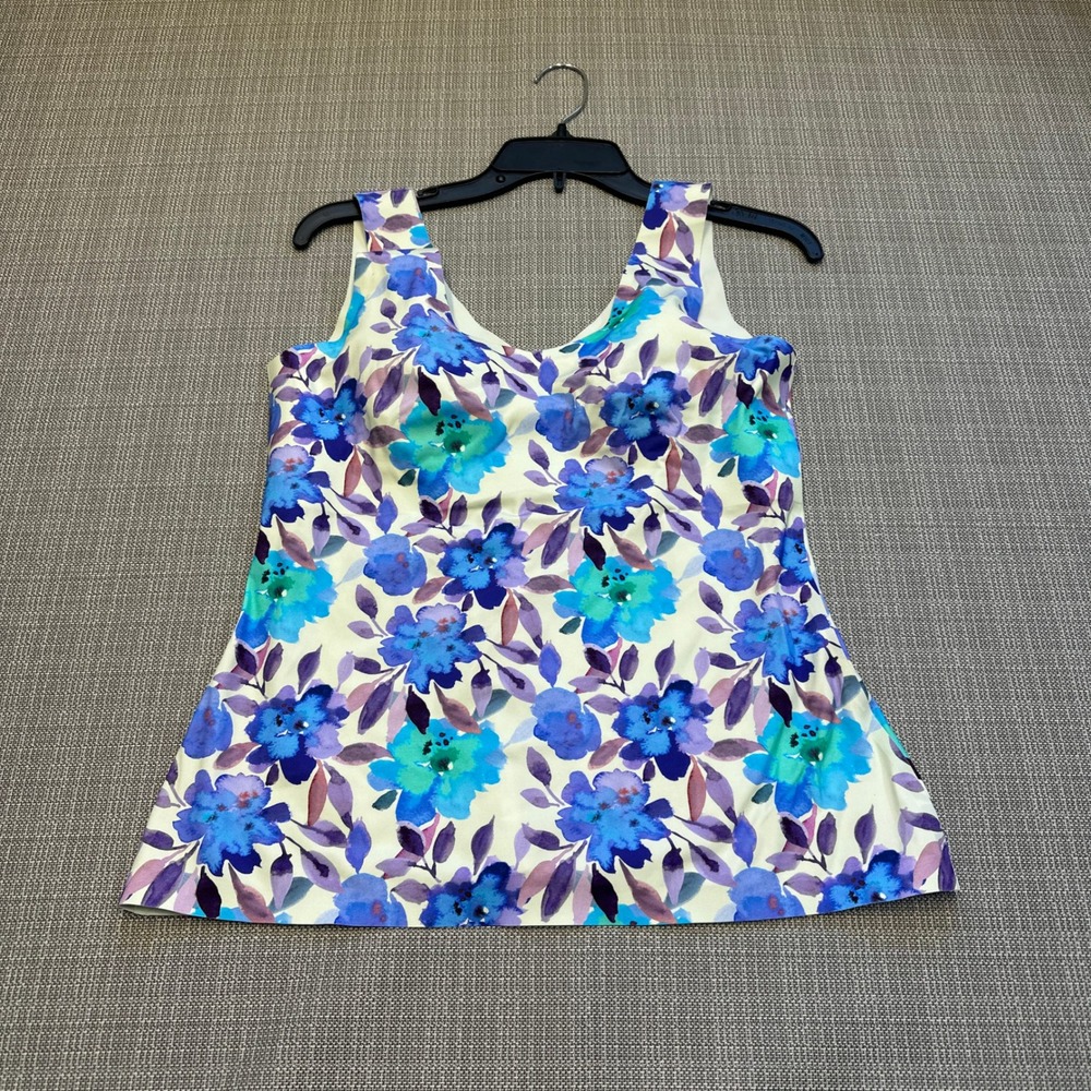Knix Floral Tank Top XL Built In Bra Smoothing Stretch V-Neck Camisole